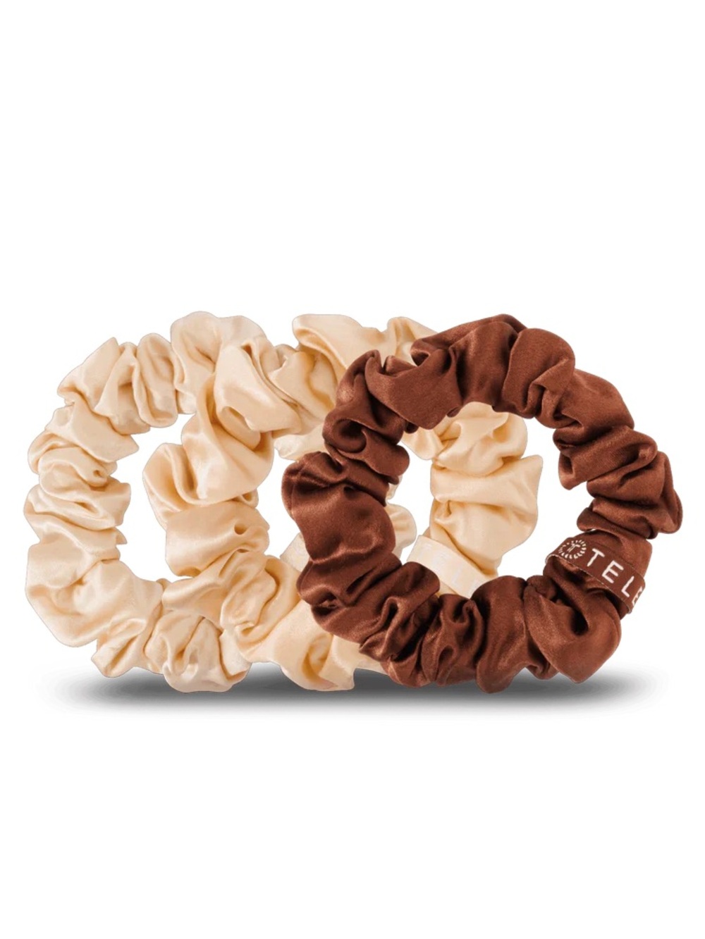 Telties Small Silk Scrunchies, For the Love of Nudes, Pack of 3